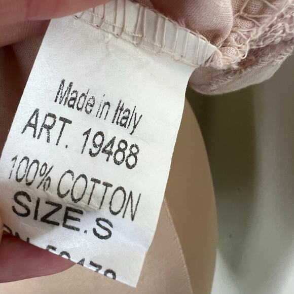 Valentina Naldi Top Womens Size Small Cotton Pink Embroidered Eyelet Flutter New - Picture 7 of 10